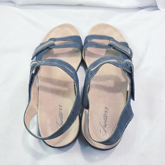 Trotters Katarina Blue Leather Strappy Sandals Adjustable Womens 9.5 NARROW - Picture 4 of 9